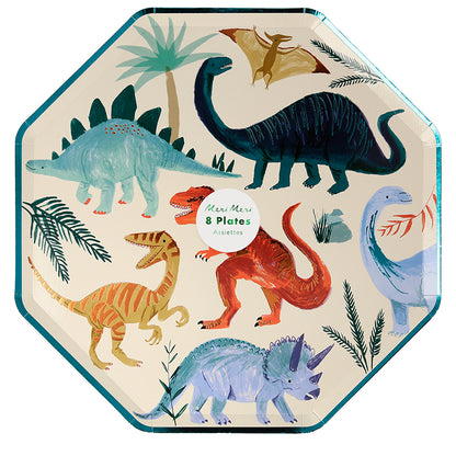 Meri Meri Paper Plates Size L, Dinosaur Kingdom - Pack of 8