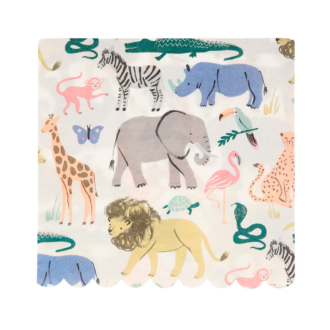 Meri Meri servietter str. L, Safari - 20 stk