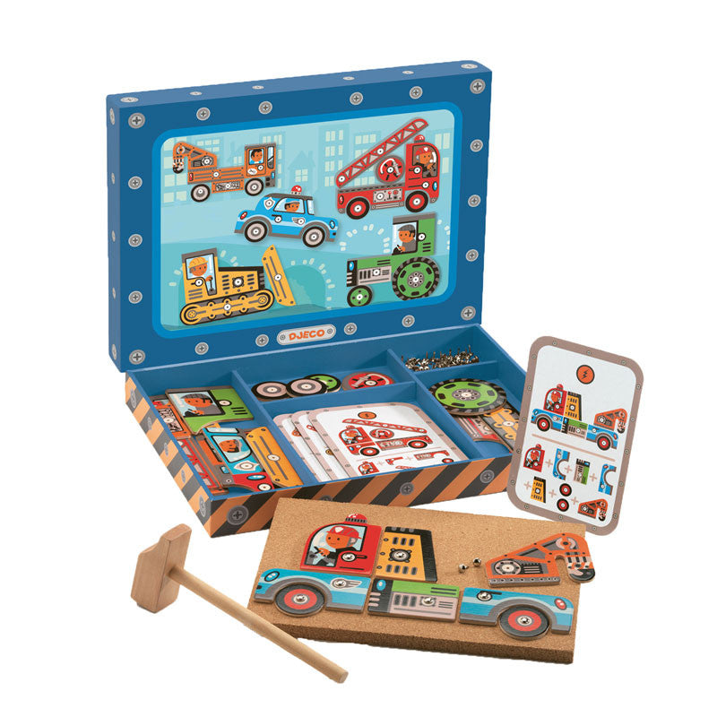Djeco sømbræt, Hammermosaik, biler