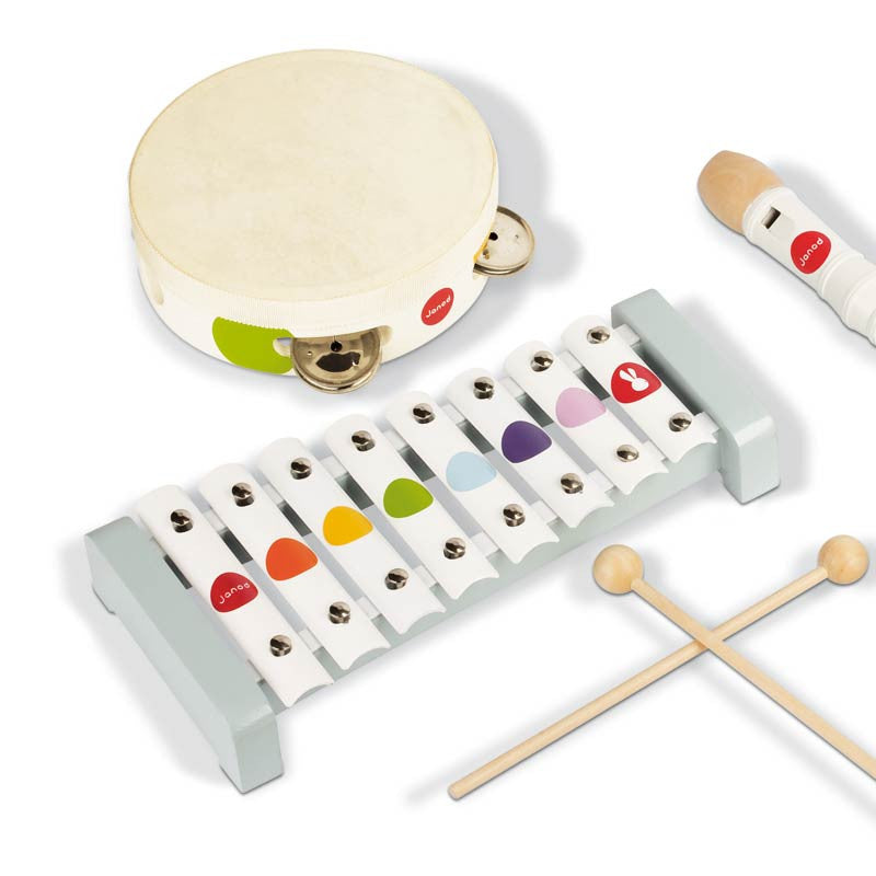 Janod musikinstrumenter, sæt m 5 dele - confetti