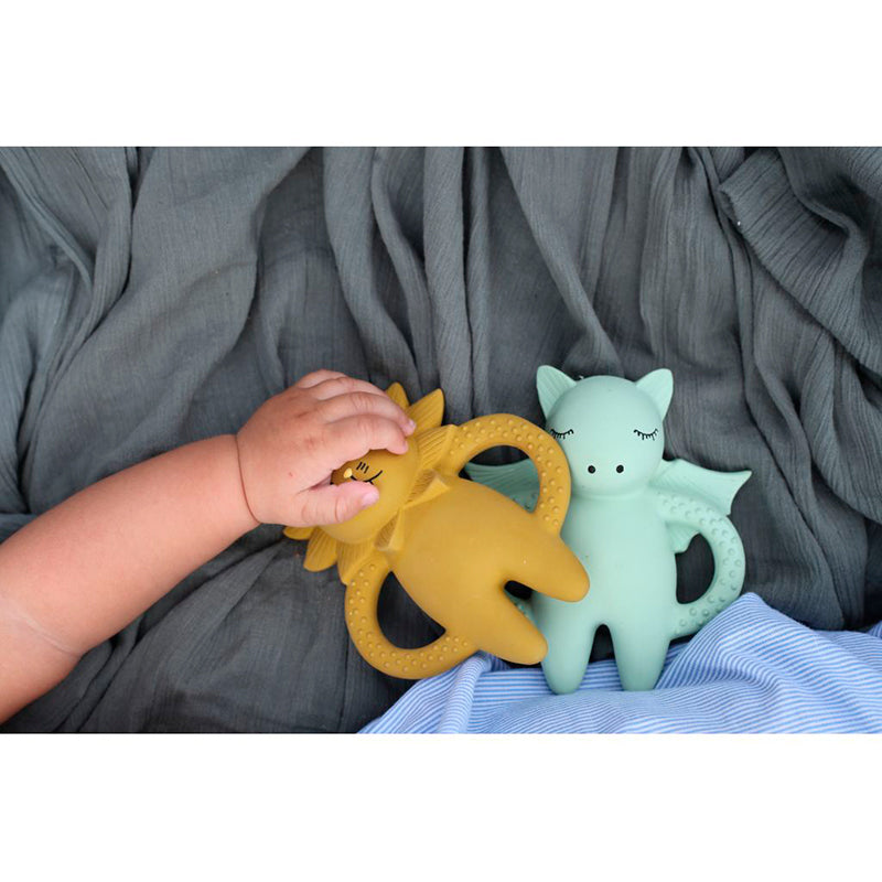 Konges Sløjd Teething Ring in Natural Rubber, Lion - Mustard