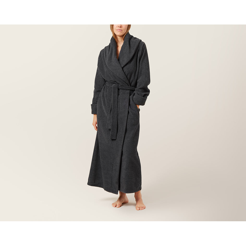 Karmameju Fleece Bathrobe, Dark Gray - Sizes XS-L