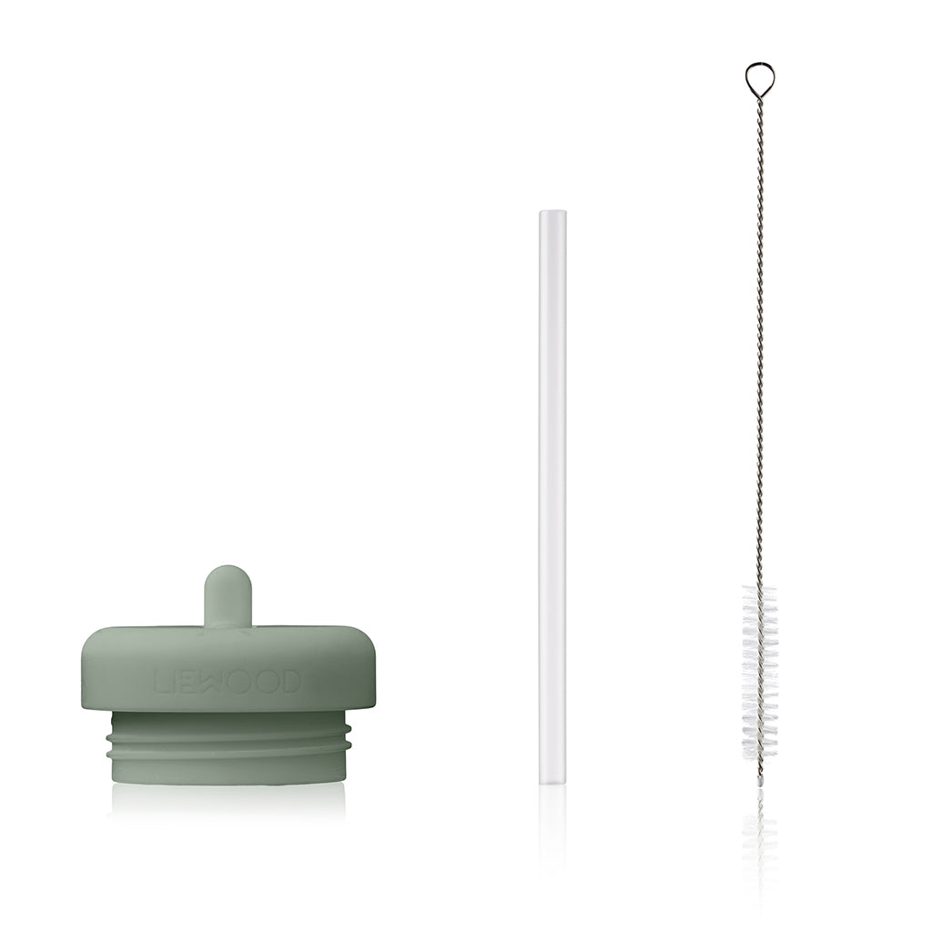 Liewood sportslåg m. sugerør og børste til Wilson foldbar drikkedunk - Faune green