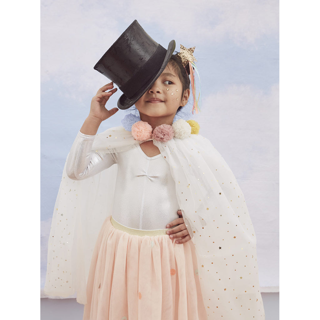 Meri Meri udklædning, Tulle kappe m. pompom'er og festav -Str. 3-6 år