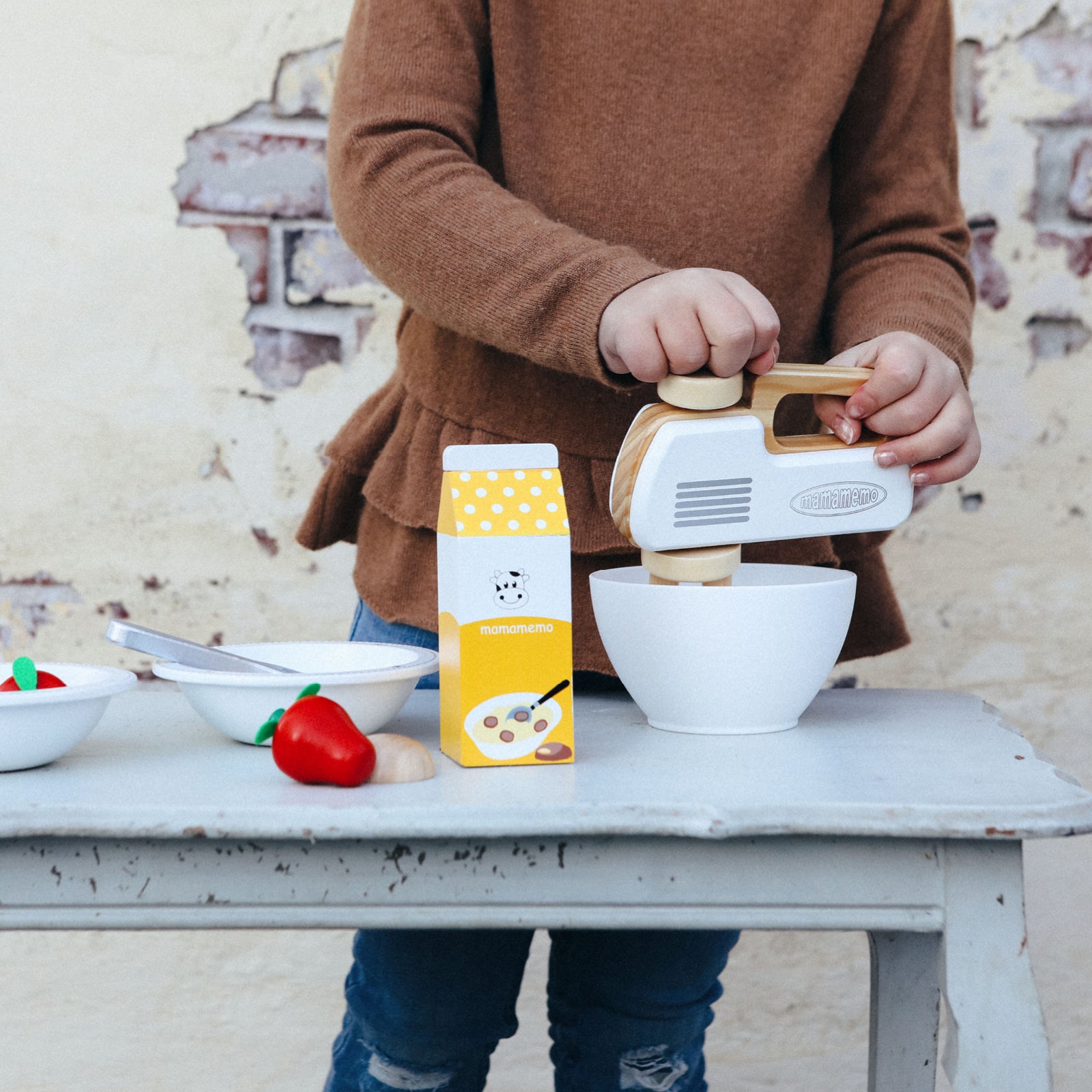 MaMaMeMo Wooden Play Food, Koldskål Set