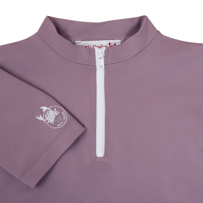 Petit Crabe UV Swim Shirt with Zipper and Short Sleeves, Max, Heather - Ages 1-10