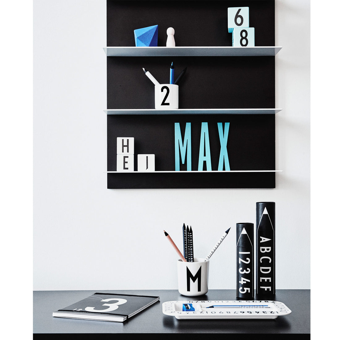 Design Letters Wooden Alphabet, A - Å - Grey