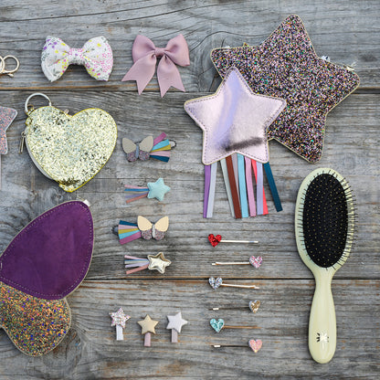 Fan Palm Hairbrush, Medium, Sunshine Wet Brush - Yellow Glitter