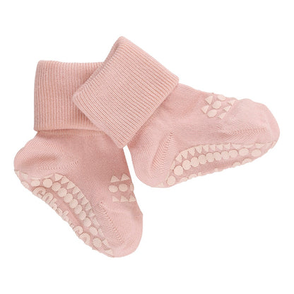 GoBabyGo Non-Slip Bamboo Socks with Rubber Grips – Soft Pink