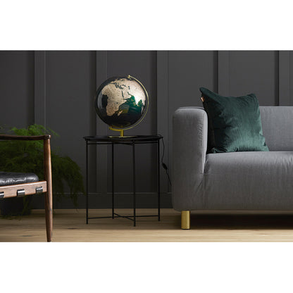 Globus Lamp in Green &amp; Brass, Illuminated Globe
