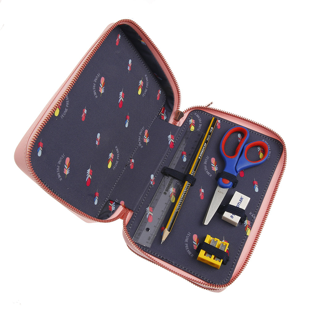 Jeune Premier Pencil Case with Supplies, Lady Gadget Pink