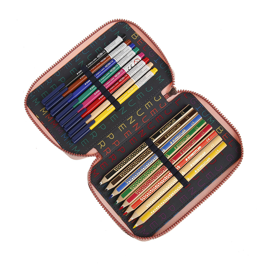 Jeune Premier Pencil Case with Supplies, Lady Gadget Pink