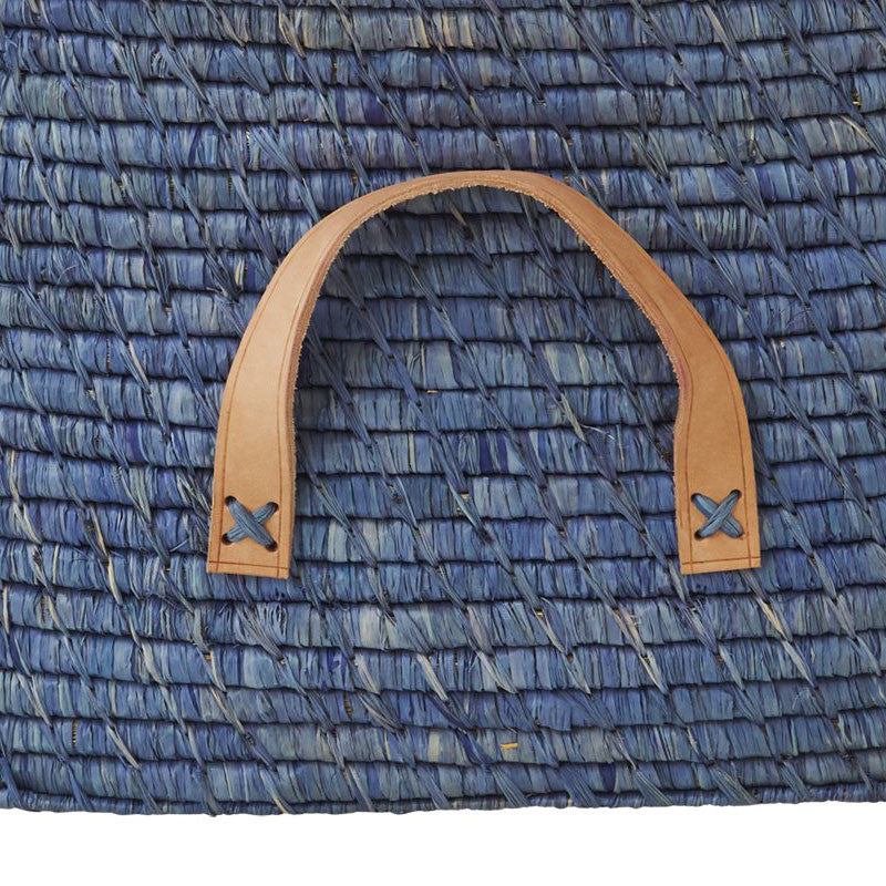 Rice kurv m læder hank, blå