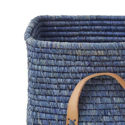 Rice kurv m læder hank, blå