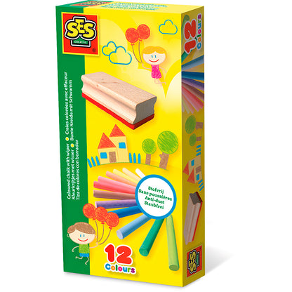 SES Creative Colored Chalk with Blackboard Eraser