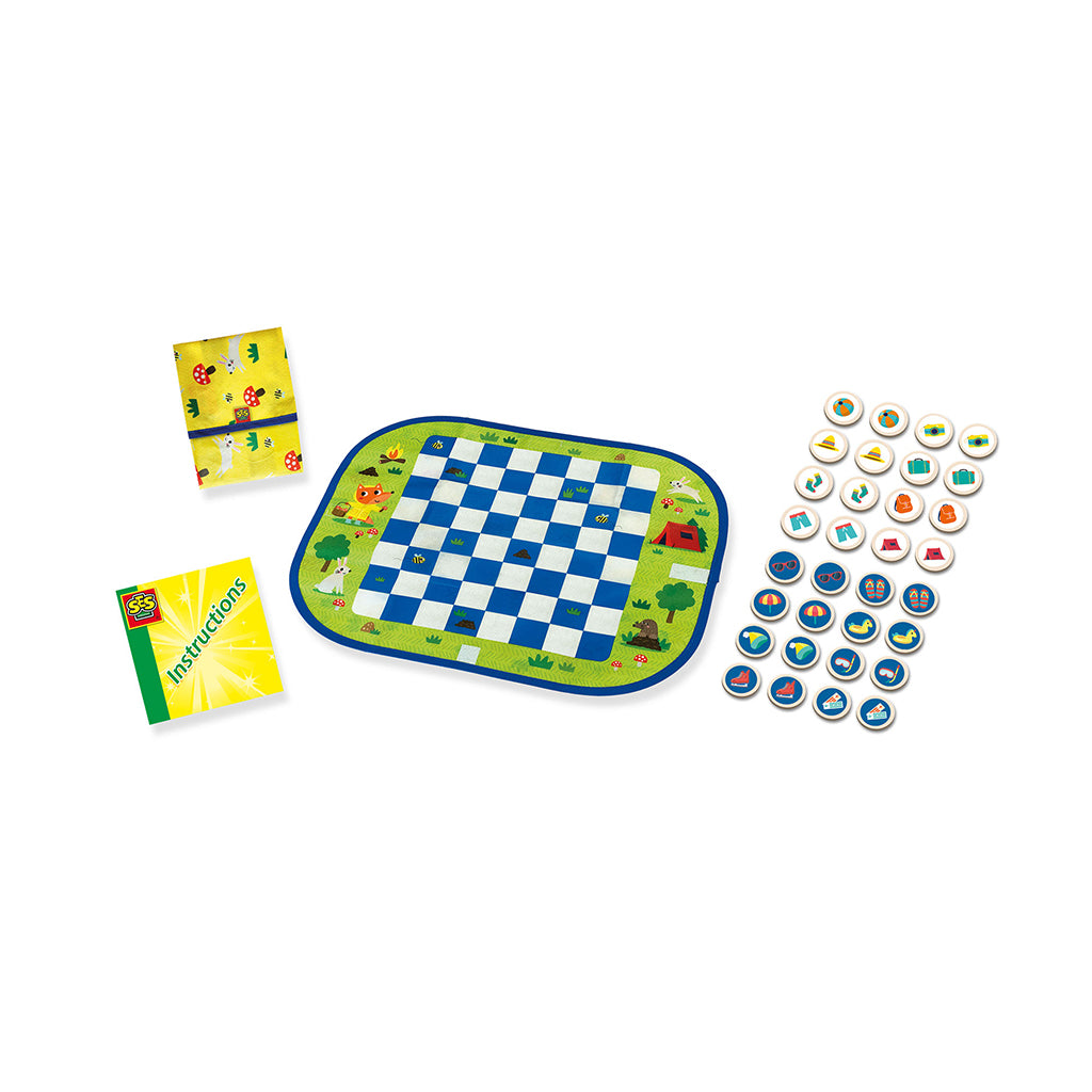 SES Creative Game Set: Draughts and Memory Game in Travel Case