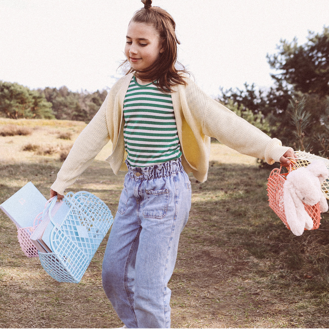 Sun Jellies Retro Basket, Large - Pink