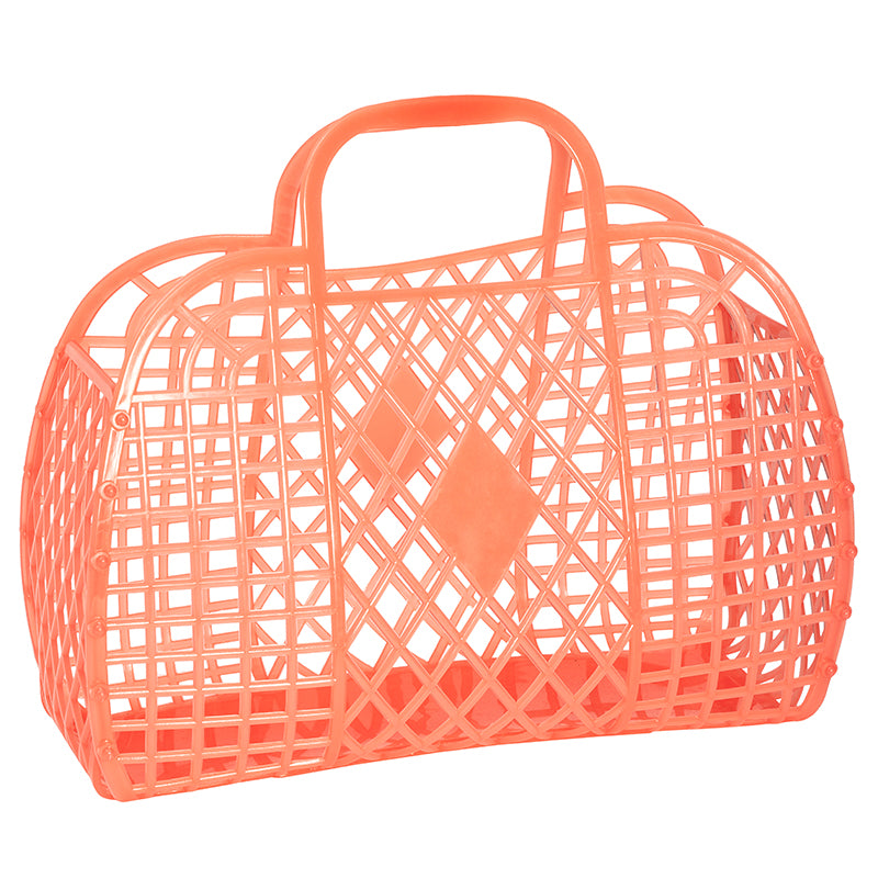 Sun Jellies Retro Basket, Large - Neon Orange