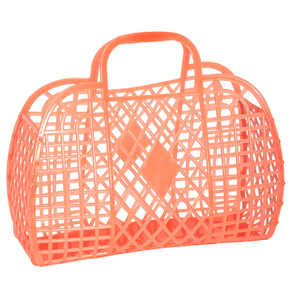 Sun Jellies Retro Basket, Large - Neon Orange