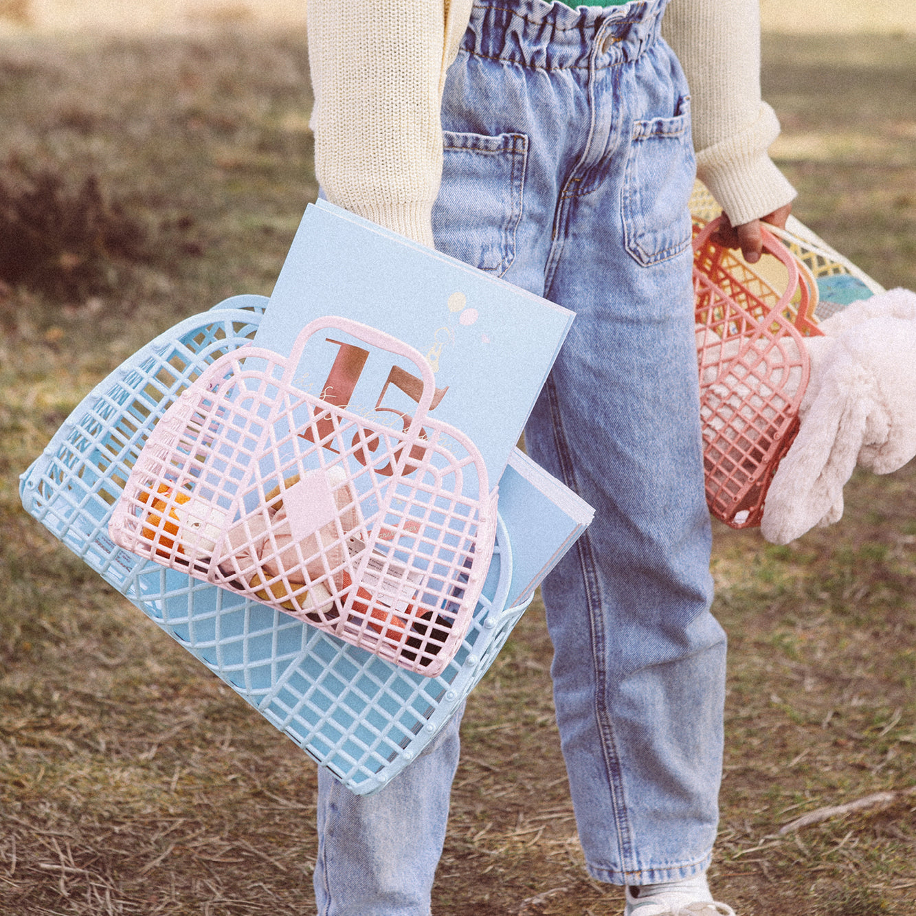 Sun Jellies Retro Basket, Large - Blue