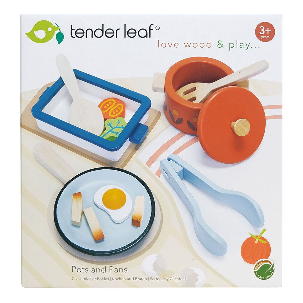 Tender Leaf, Wooden Play Food – Pots &amp; Pans