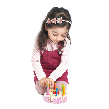 Tender Leaf Wooden Play Food: Rainbow Layer Cake with Candles