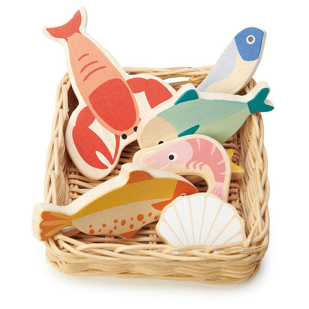 Tender Leaf, Play Food - Basket with Fish and Seafood