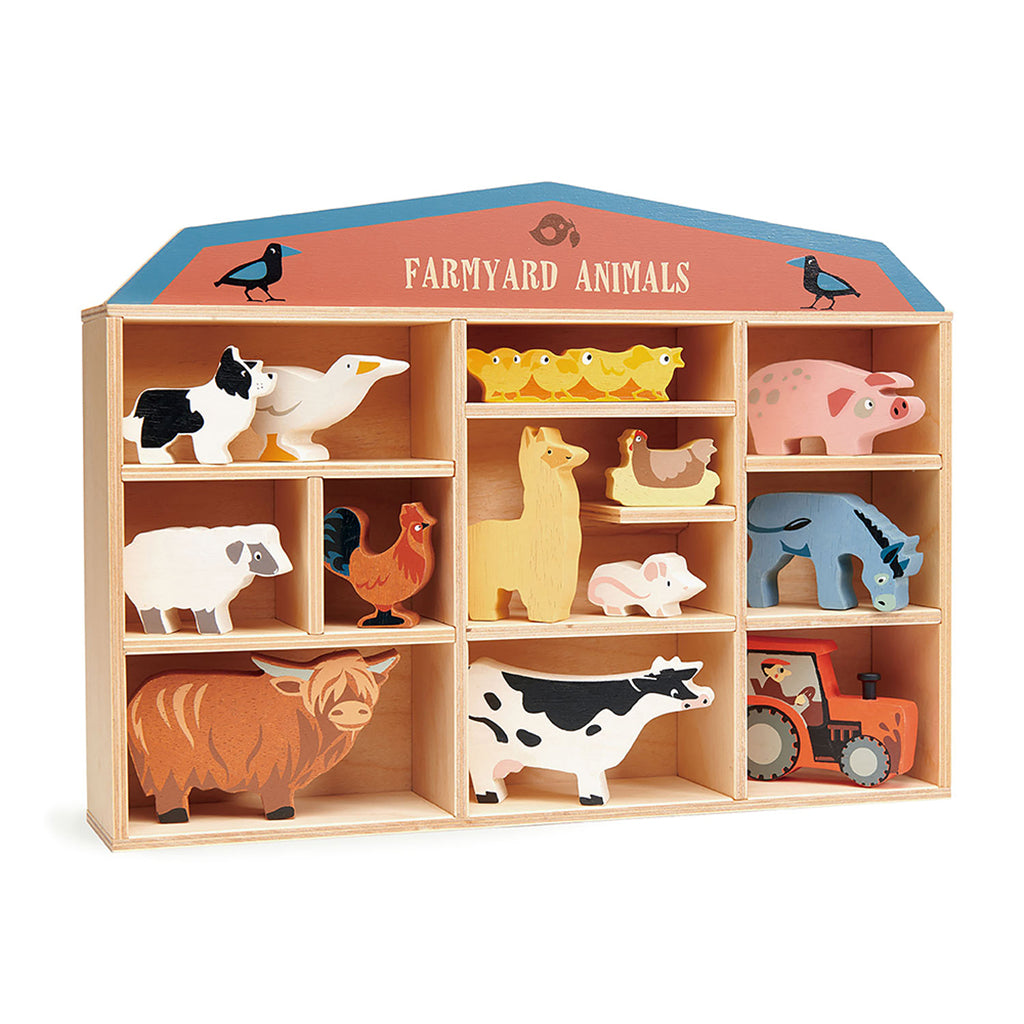 Tender Leaf, Wooden Animals in Box - 13 Farm Animals