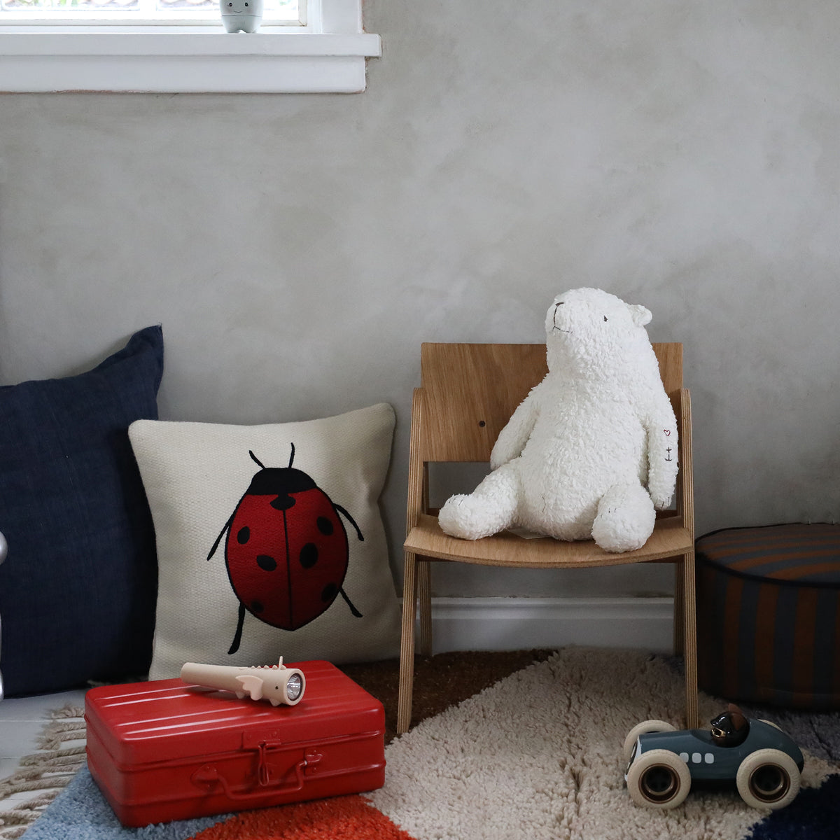 ferm Living Pillow, Embroidered - Ladybug