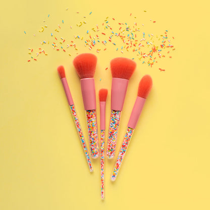 Oh Flossy Sprinkle Makeup Brushes for Kids, Set of 5 Pieces