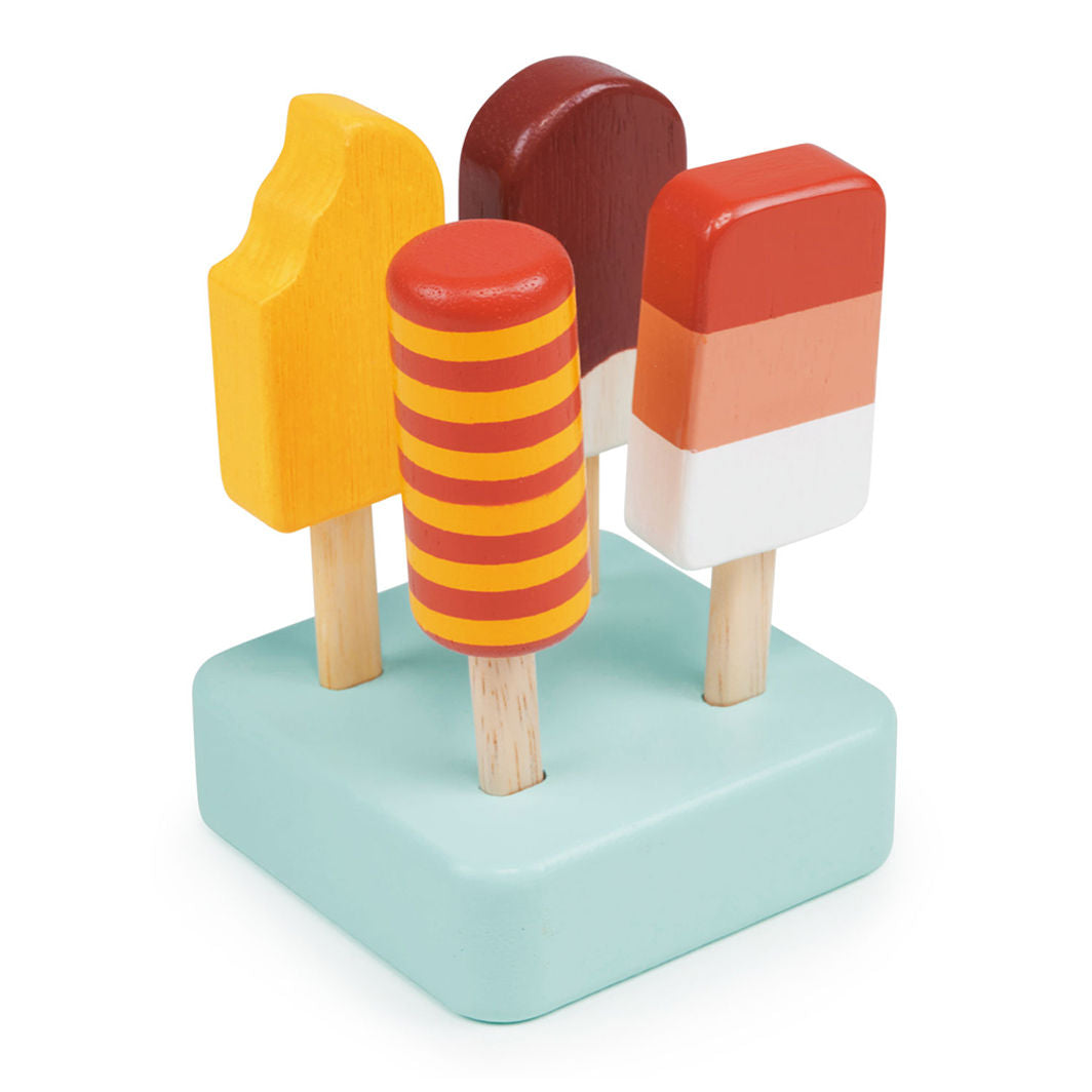 Mentari Wooden Play Food, Set of 4 Ice Cream Sticks - Sunny Ice Collection