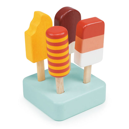 Mentari Wooden Play Food, Set of 4 Ice Cream Sticks - Sunny Ice Collection