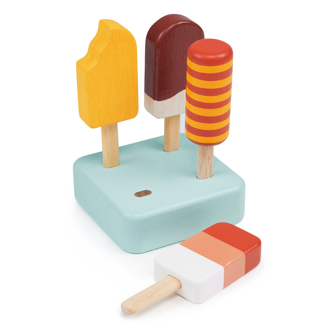 Mentari Wooden Play Food, Set of 4 Ice Cream Sticks - Sunny Ice Collection