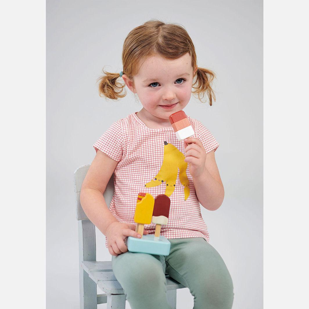 Mentari Wooden Play Food, Set of 4 Ice Cream Sticks - Sunny Ice Collection