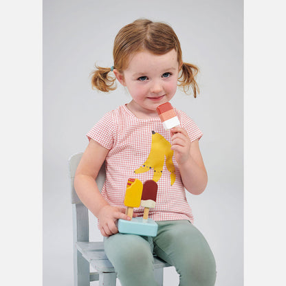 Mentari Wooden Play Food, Set of 4 Ice Cream Sticks - Sunny Ice Collection