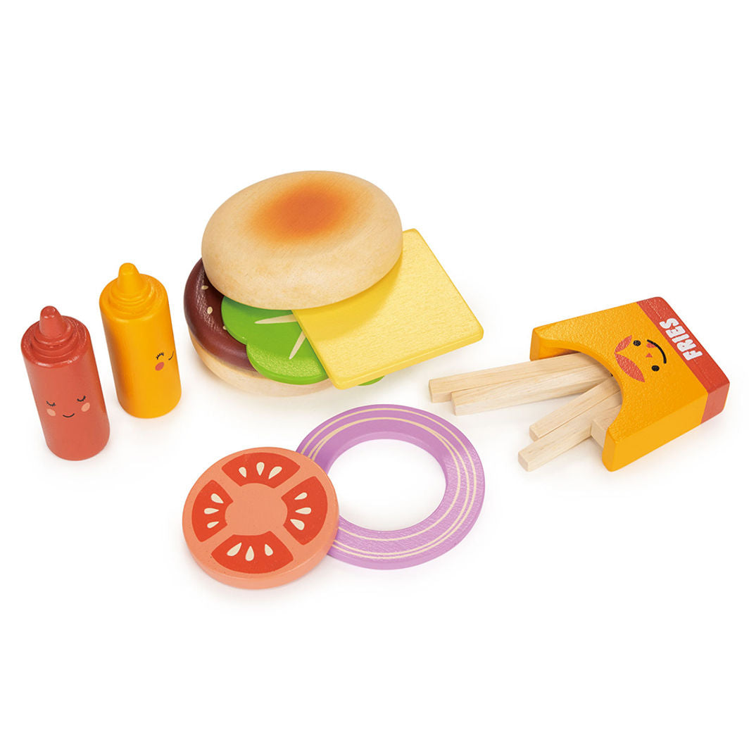 Mentari Wooden Play Food – Large Burger Set