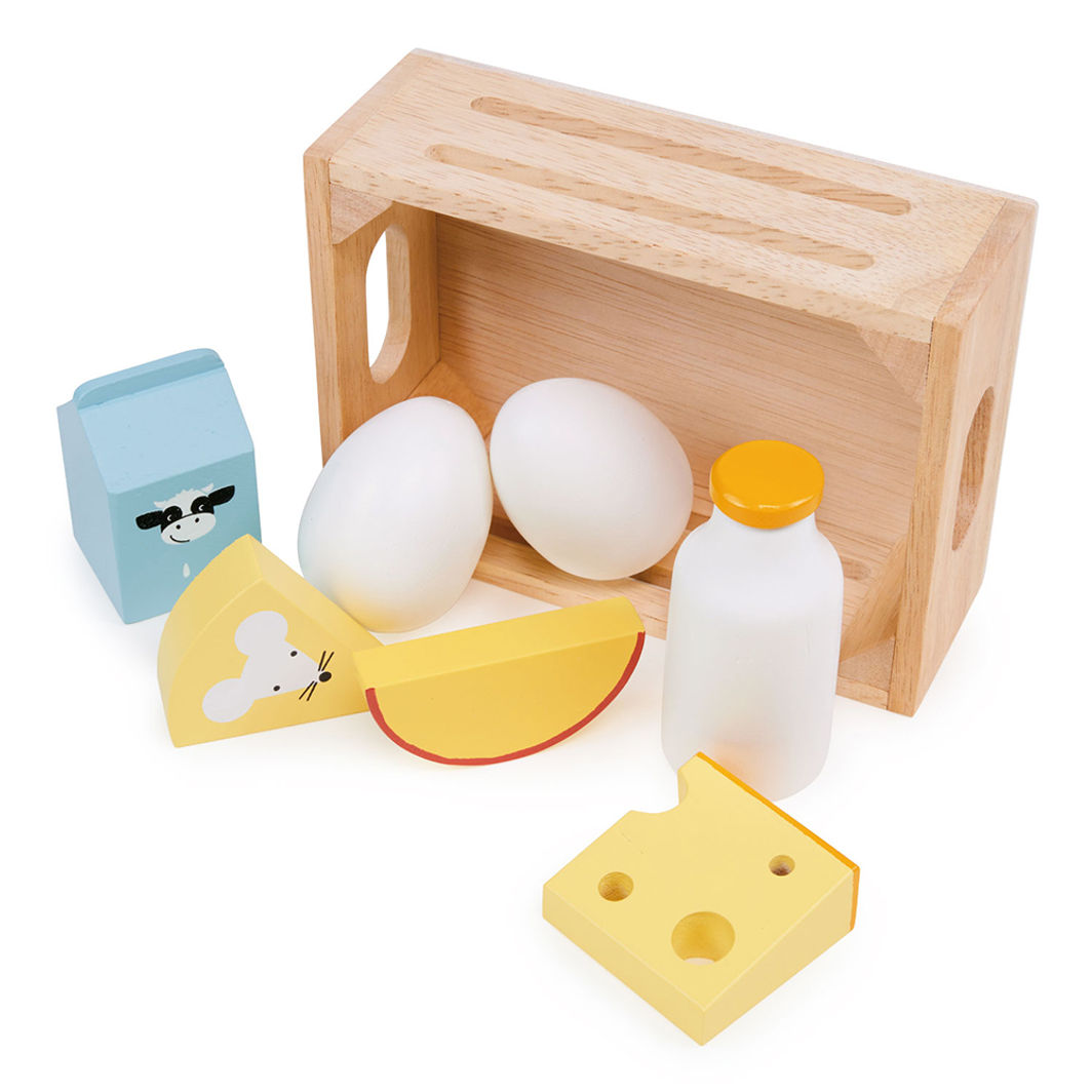 Mentari Wooden Play Food – Box of Dairy Products