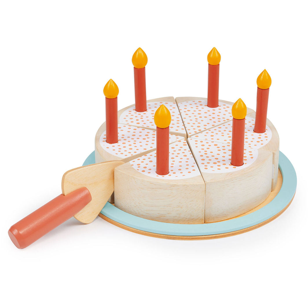 Mentari, Wooden Play Food – Birthday Cake with Candles