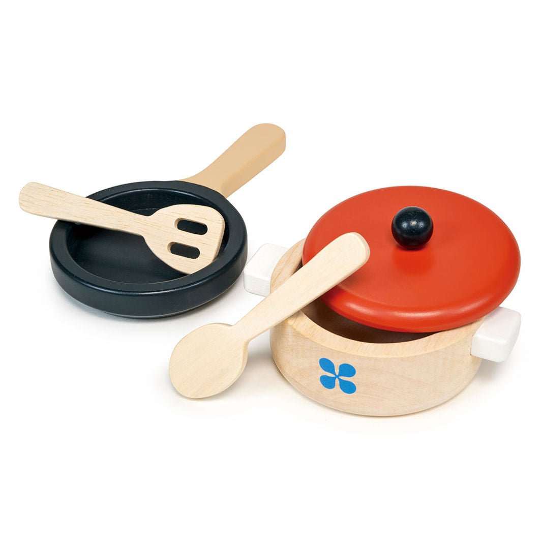 Mentari, Wooden Play Food - Pan and Saucepan