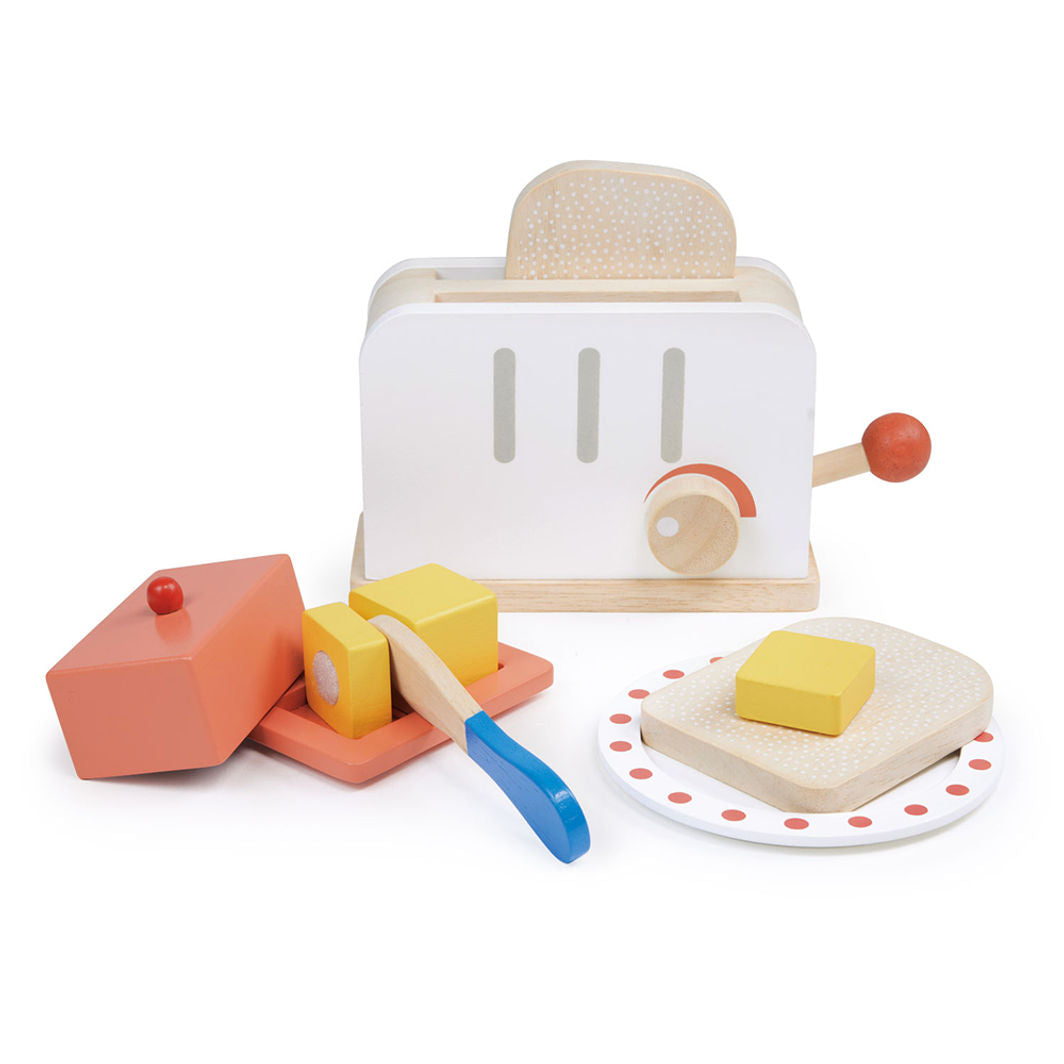 Mentari Wooden Play Food - Toaster and Breakfast Set