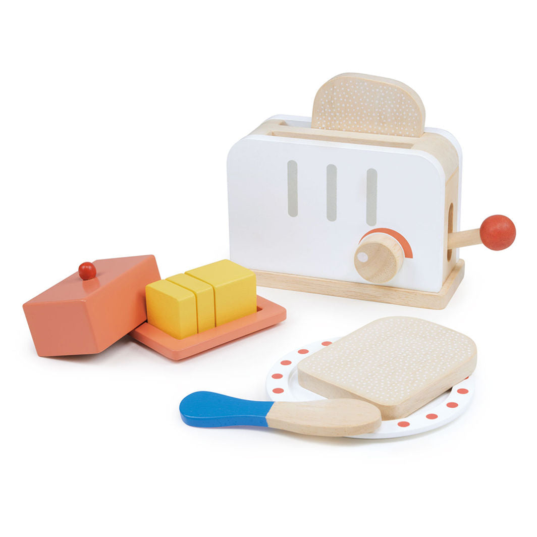 Mentari Wooden Play Food - Toaster and Breakfast Set