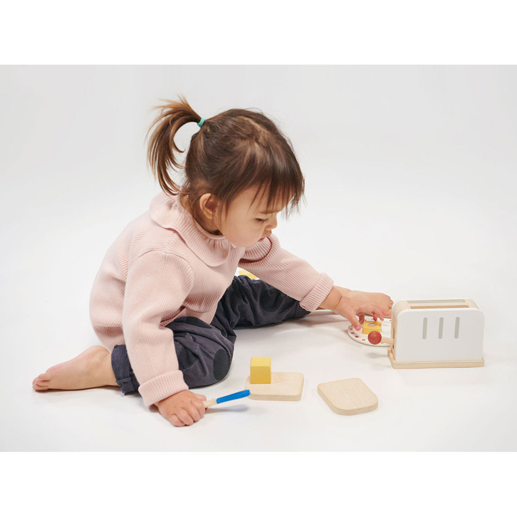 Mentari Wooden Play Food - Toaster and Breakfast Set