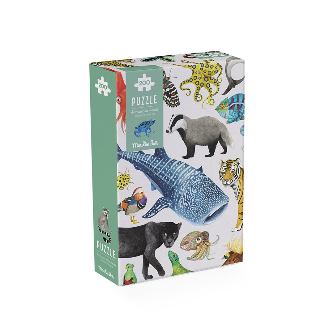 Moulin Roty, 200-Piece Puzzle - Animals of the World