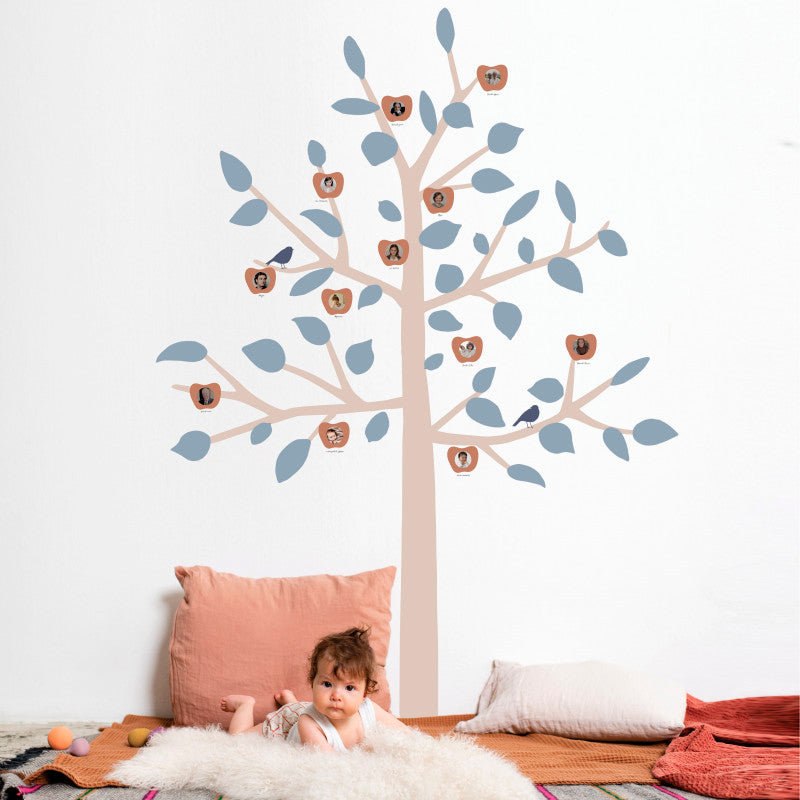 Mimi Lou Wall Sticker, Giant Family Tree - Baby Blue