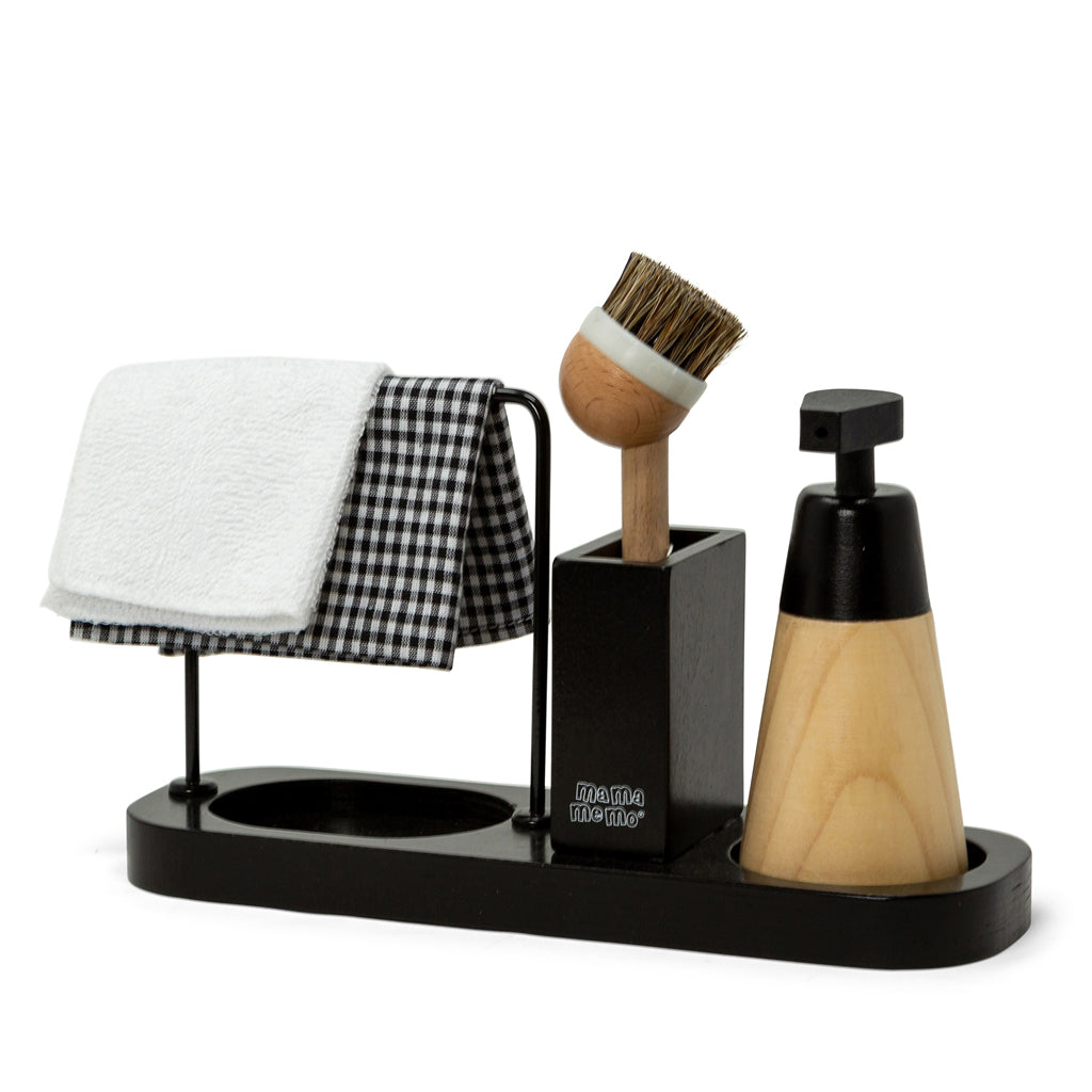MaMaMeMo Dishwashing Set with 5 Wooden Pieces