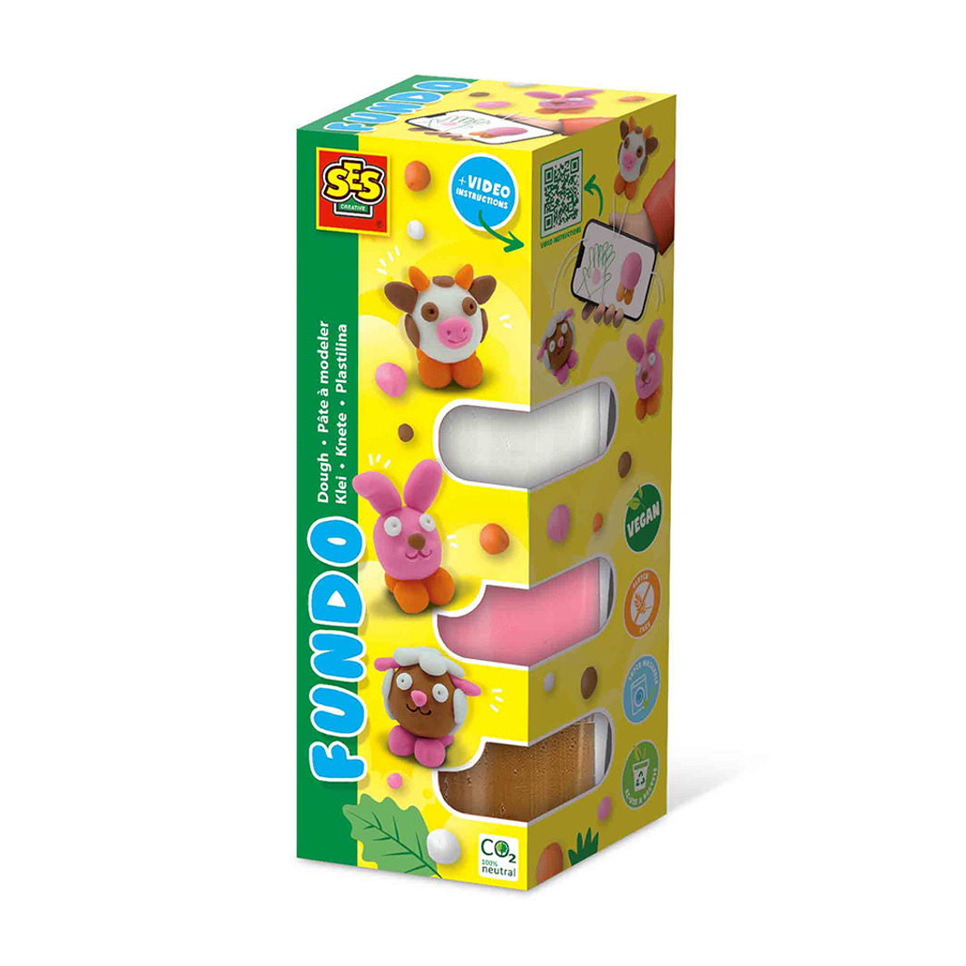 SES Creative Modeling Clay, FunDo Farm Animals – 3 x 90g + 1 x 40g