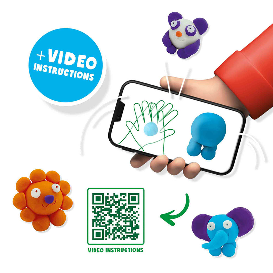 SES Creative Modeling Clay, FunDo Wild Animals – 3 x 90g, 1 x 40g