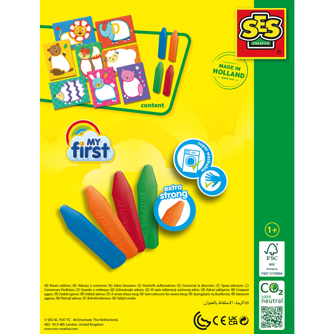 SES Creative My First Creative Set, Crayons and Animal Cards - Ages 1-4