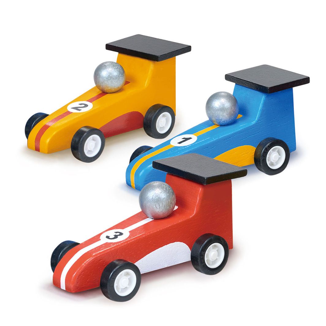 Mentari, Wooden Toy Cars - Set of 3 Pull Back Race Cars