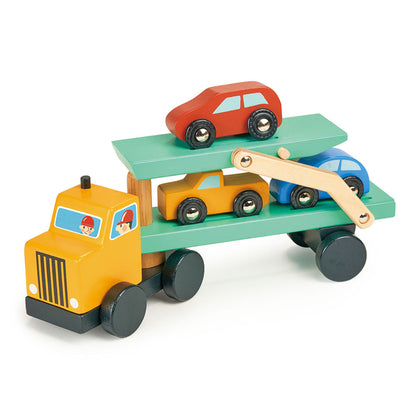 Mentari Wooden Toy Cars – Car Transporter Set